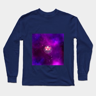 Cool Galaxy Nebula and Flowers Long Sleeve T-Shirt